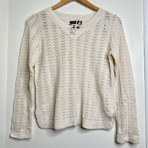 Statements Cotton Linen Blend Sweater Size Large Cream Color Spring Boho Beach